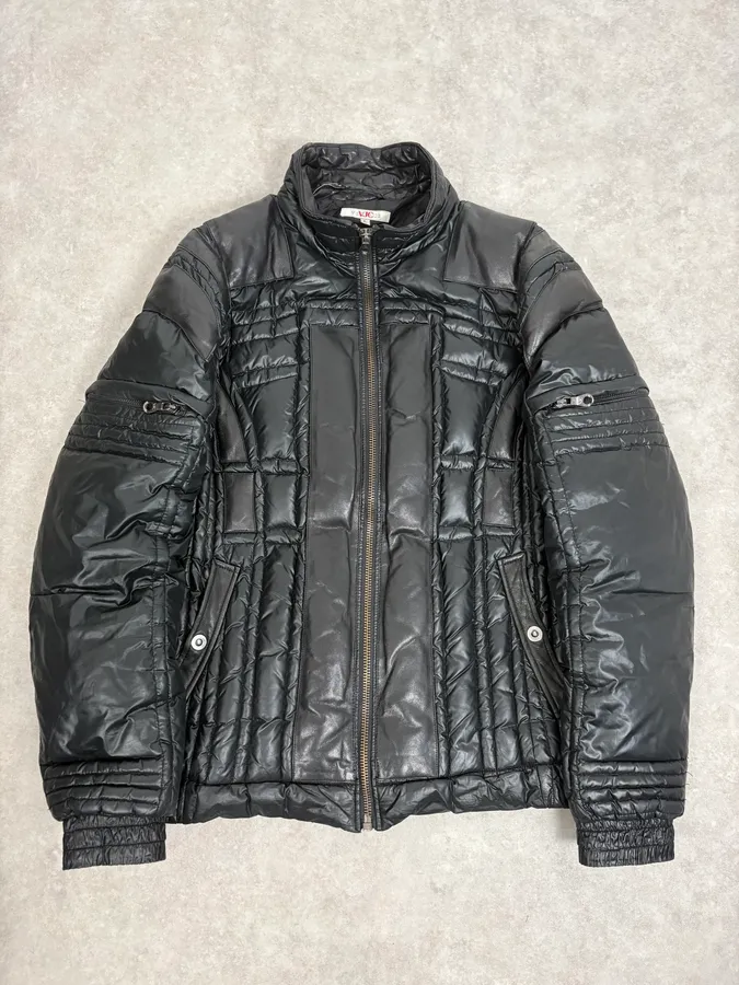 2000s Versace Black Puffer Bomber Jacket
