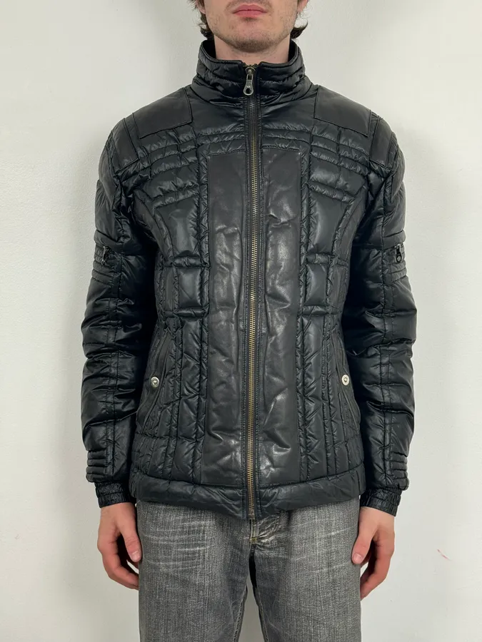 2000s Versace Black Puffer Bomber Jacket - Image 2