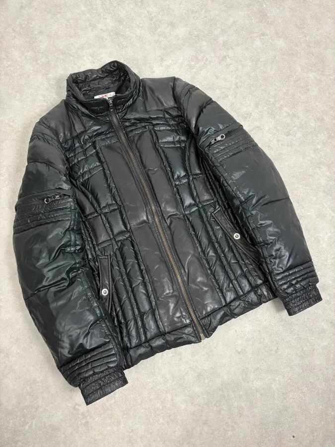 2000s Versace Black Puffer Bomber Jacket - Image 4