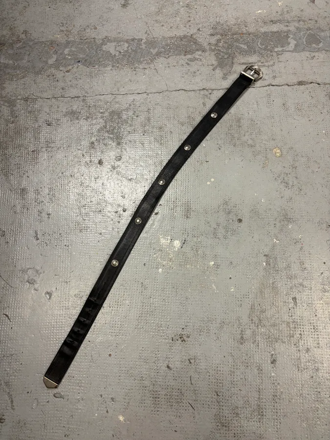 2000s Versace Black Studded Leather Belt - Image 7