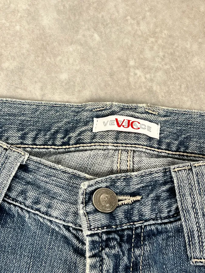 2000s Versace Blue Distressed Rebel Denim Jeans - Image 9