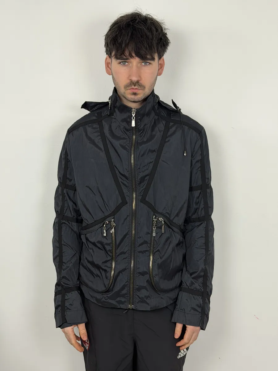2000s Versace Bondage Black Hooded Jacket - Image 2