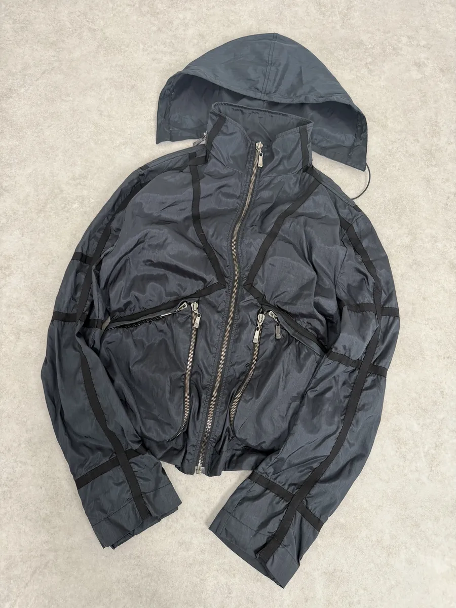 2000s Versace Bondage Black Hooded Jacket - Image 6