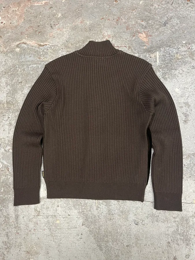 2000s Versace Brown Pony Hair Hybrid Zip-Up Sweater - Image 6