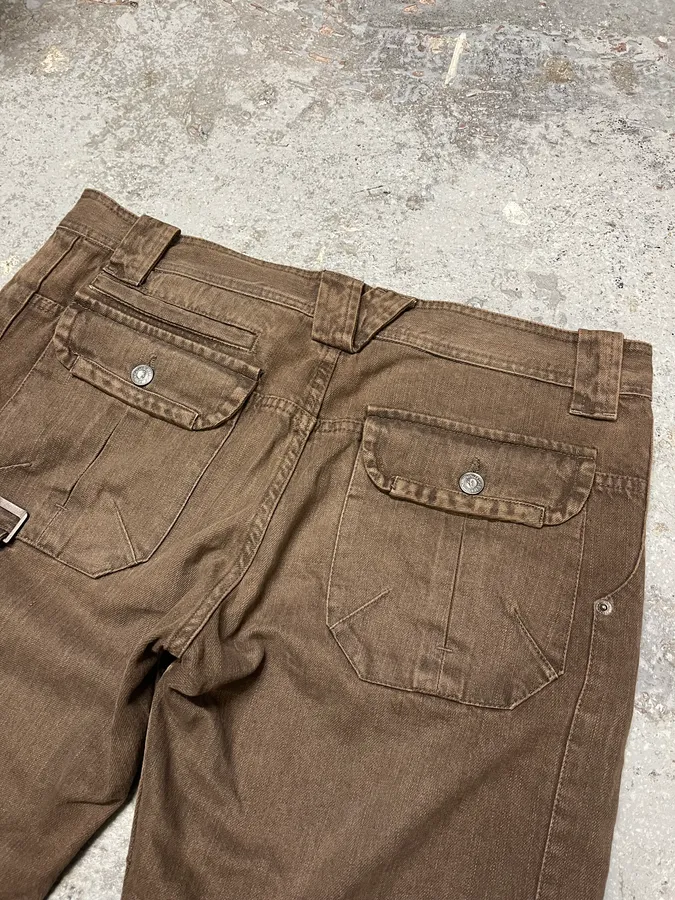 2000s Versace Brown Utility Cargo Large Pants - Image 8