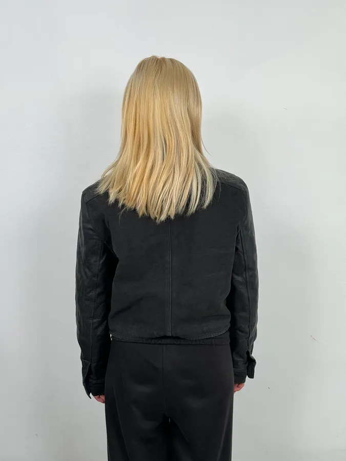 2000s Versace Buttoned Hybrid Denim & Leather Jacket - Image 3