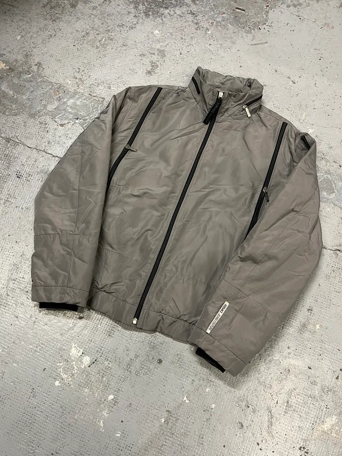 2000s Versace Grey Multi Zips Bomber Jacket - Image 4