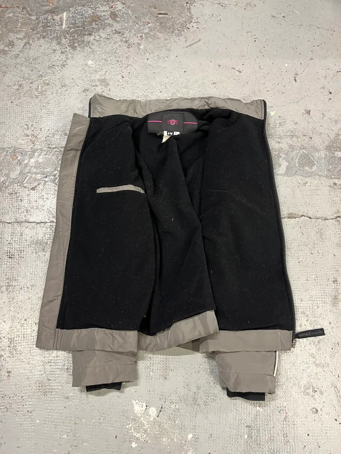 2000s Versace Grey Multi Zips Bomber Jacket - Image 9