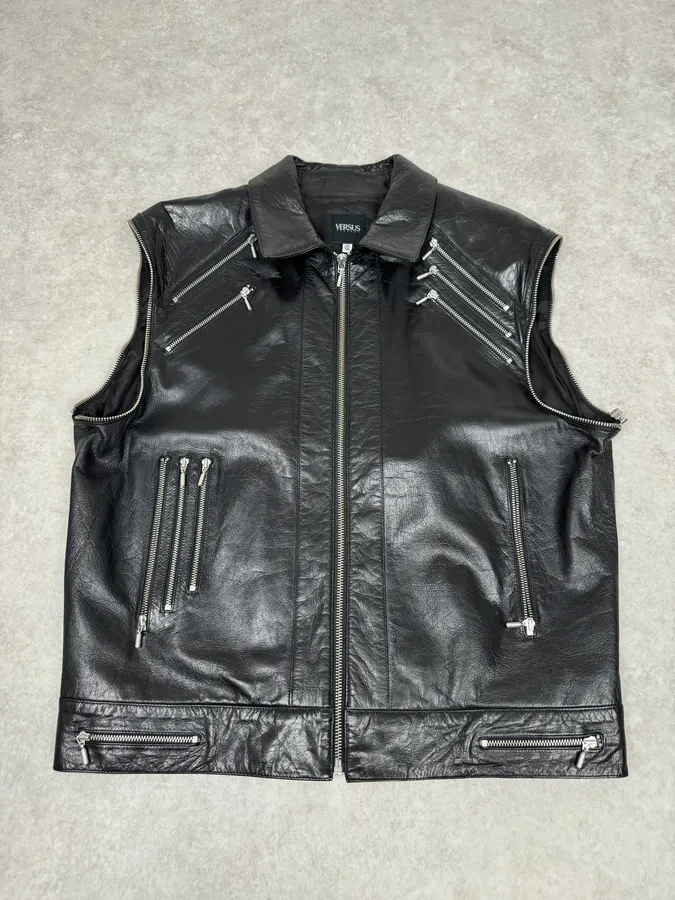 2000s Versace Michael Jackson Multi-Zip Black Leather Jacket - Image 2