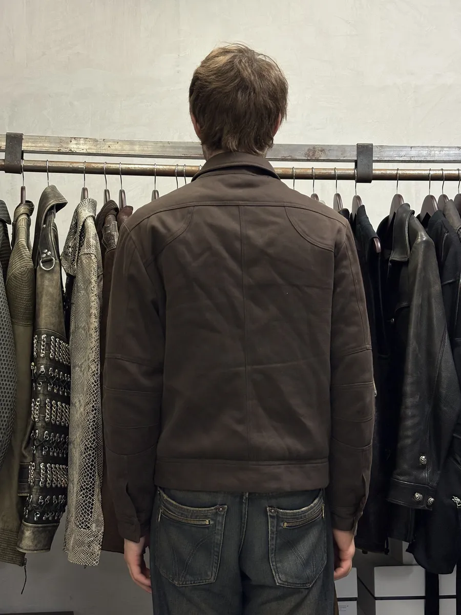2000s Versace Minimalist Zip Brown Jacket - Image 3