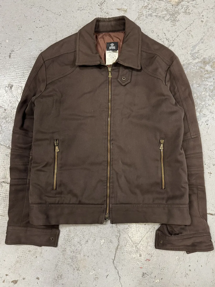 2000s Versace Minimalist Zip Brown Jacket - Image 4