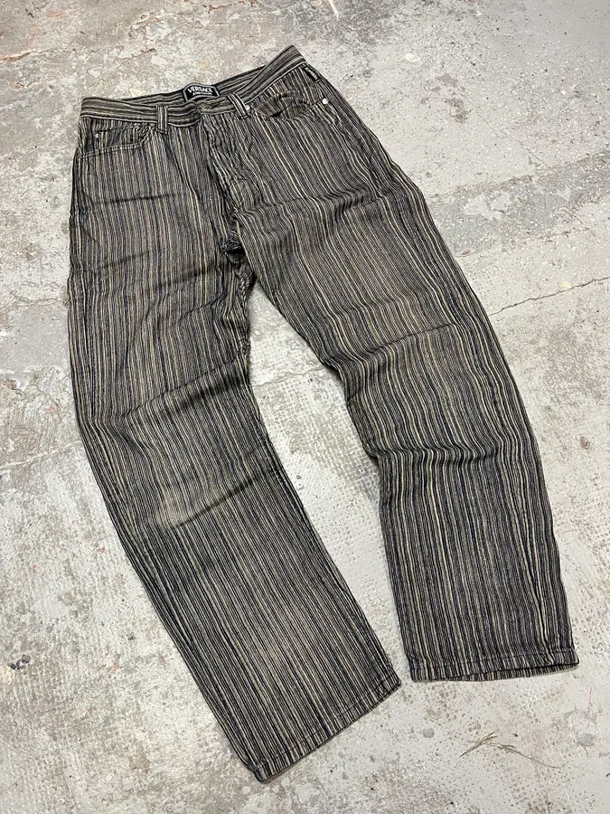 2000s Versace Stripes Grey Pants - Image 5