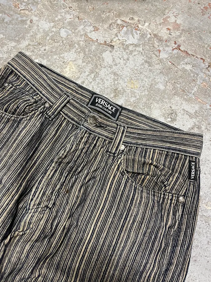 2000s Versace Stripes Grey Pants - Image 6