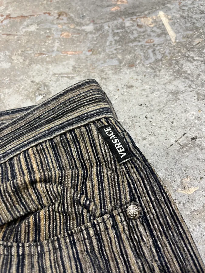 2000s Versace Stripes Grey Pants - Image 7