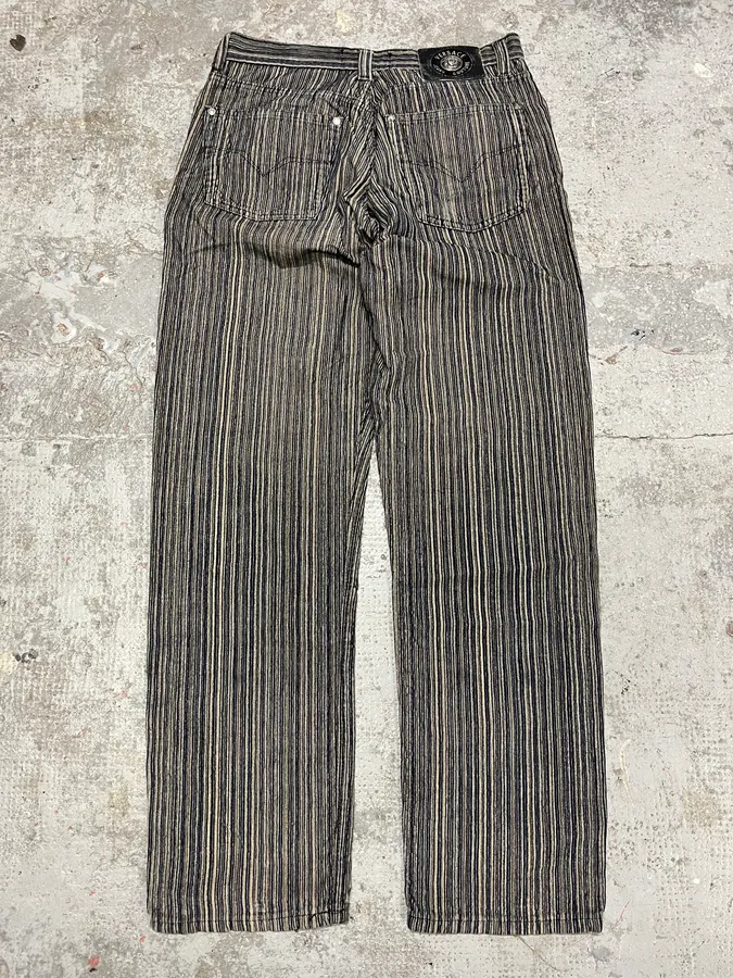 2000s Versace Stripes Grey Pants - Image 9