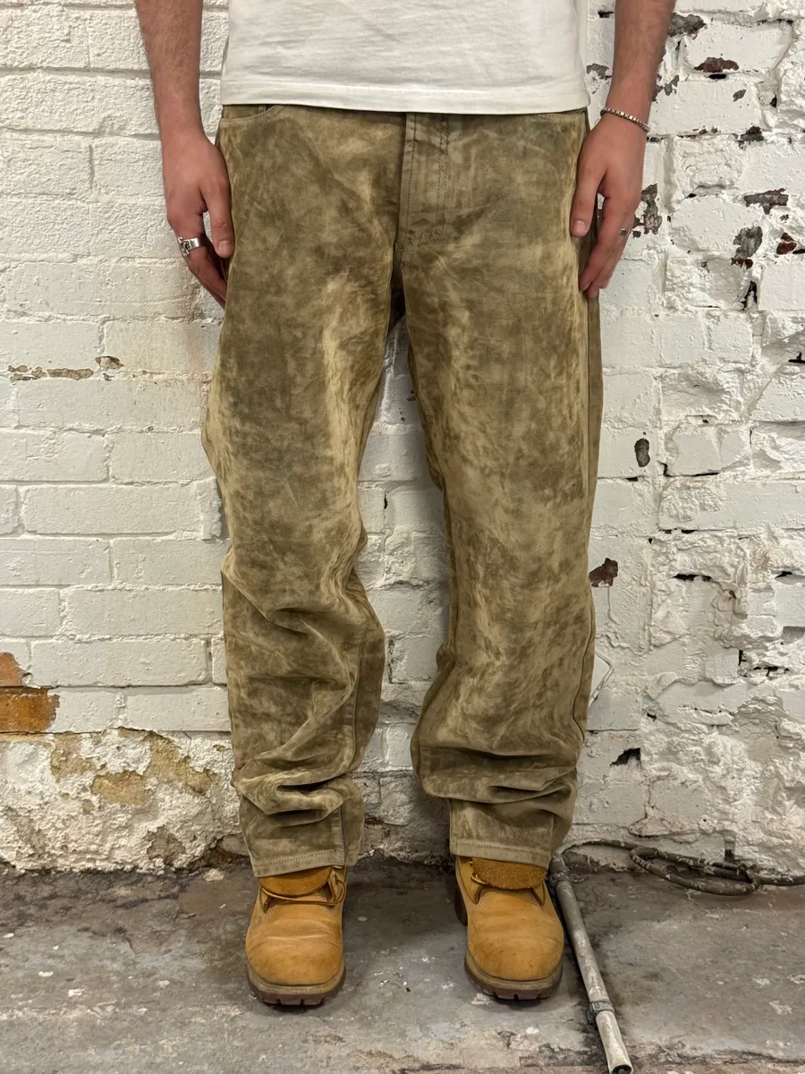 2000s Versace Velvet Beige Pants - Image 2