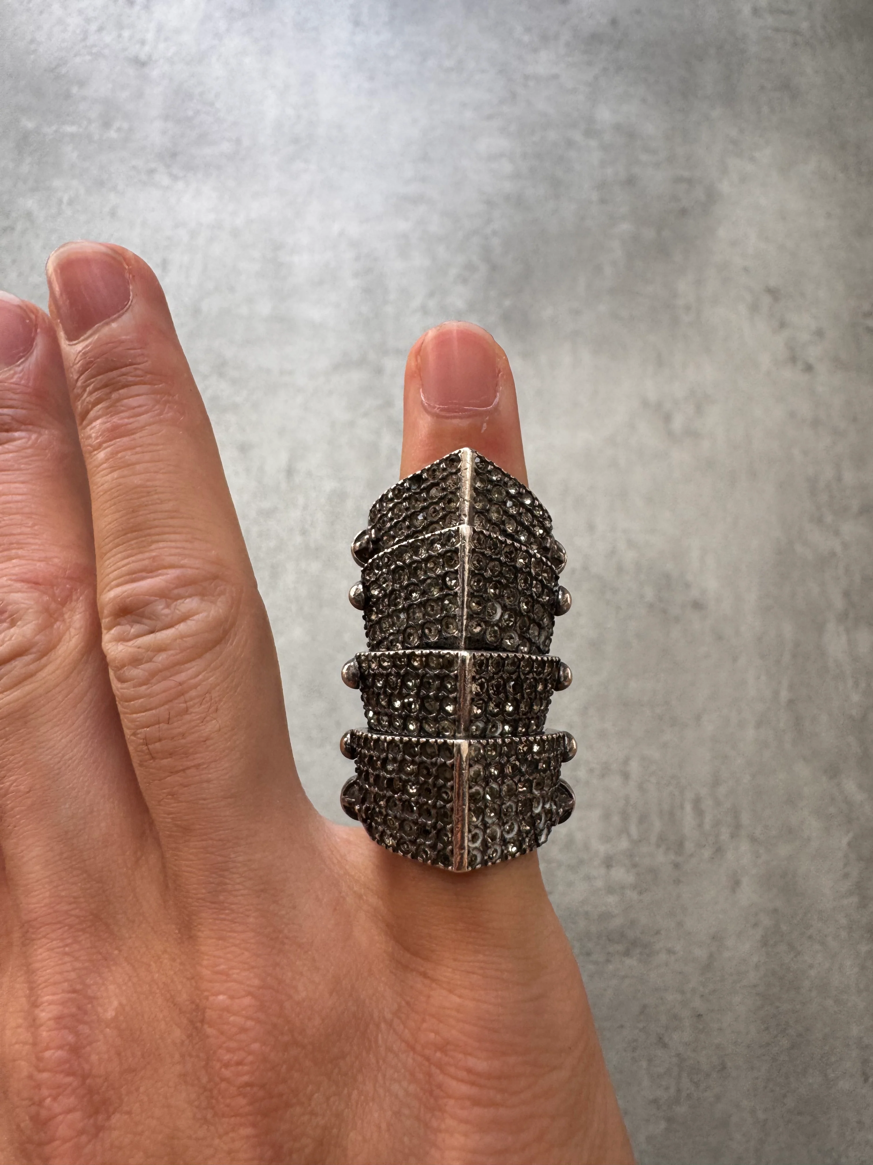 2000s Vivienne Westwood Iced Ouy Silver Armour Ring - Image 2
