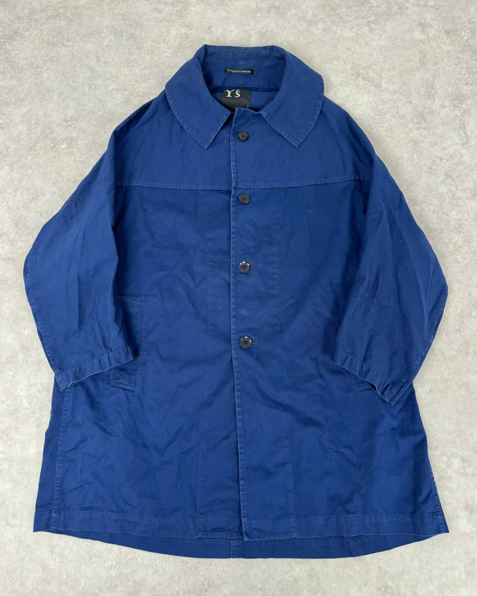 2000s Yohi Yamamoto Y’s Blue Japan Worker Long Jacket