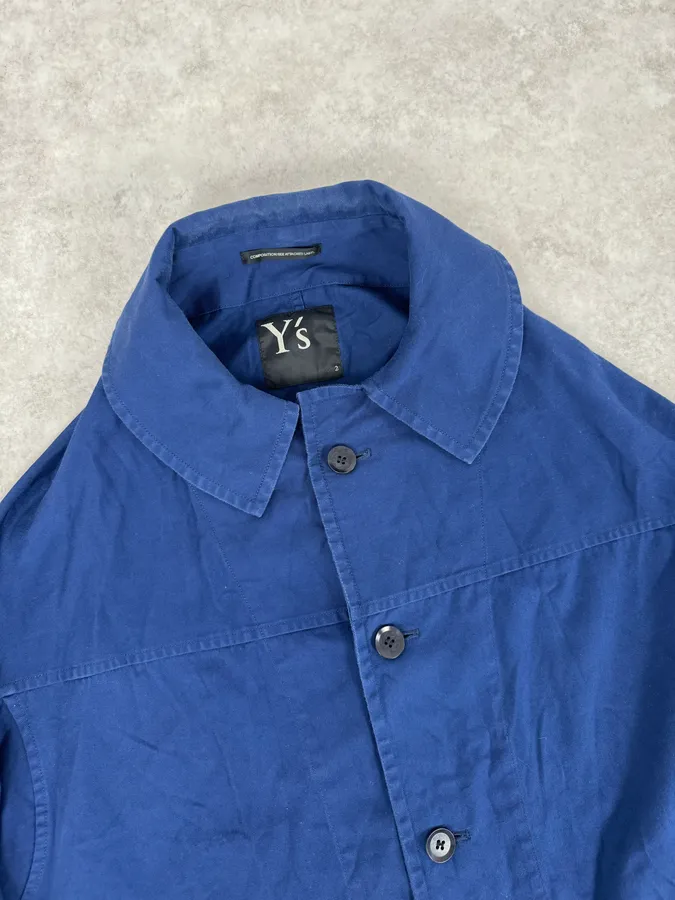 2000s Yohi Yamamoto Y’s Blue Japan Worker Long Jacket - Image 4