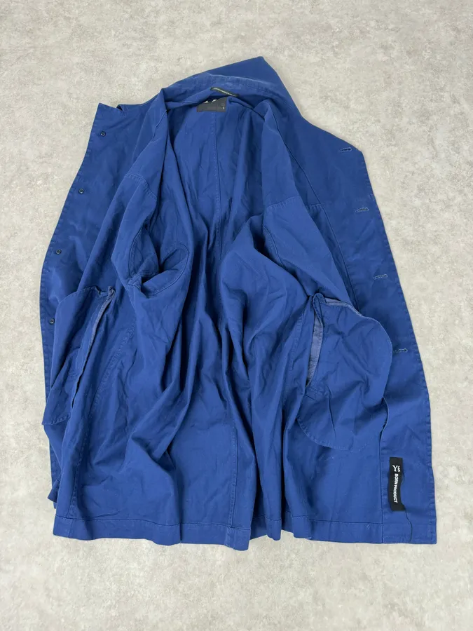 2000s Yohi Yamamoto Y’s Blue Japan Worker Long Jacket - Image 7