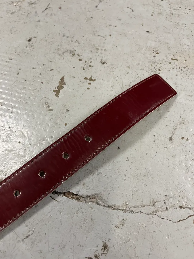 2000s Yohji Yamamoto Y’s Burgundy Patina Leather Belt - Image 7