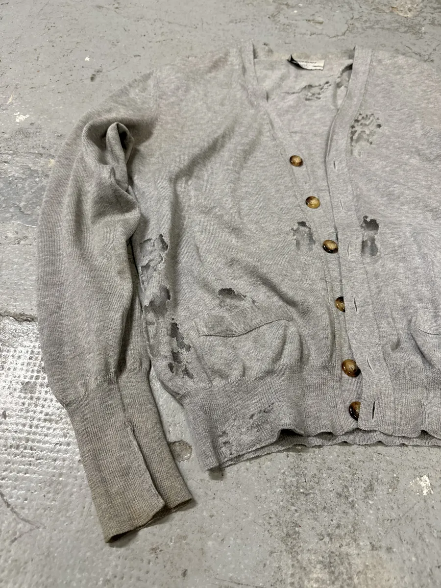 2000s Yves Saint Laurent Apocalyptic Destroyed Grey Cardigan - Image 10