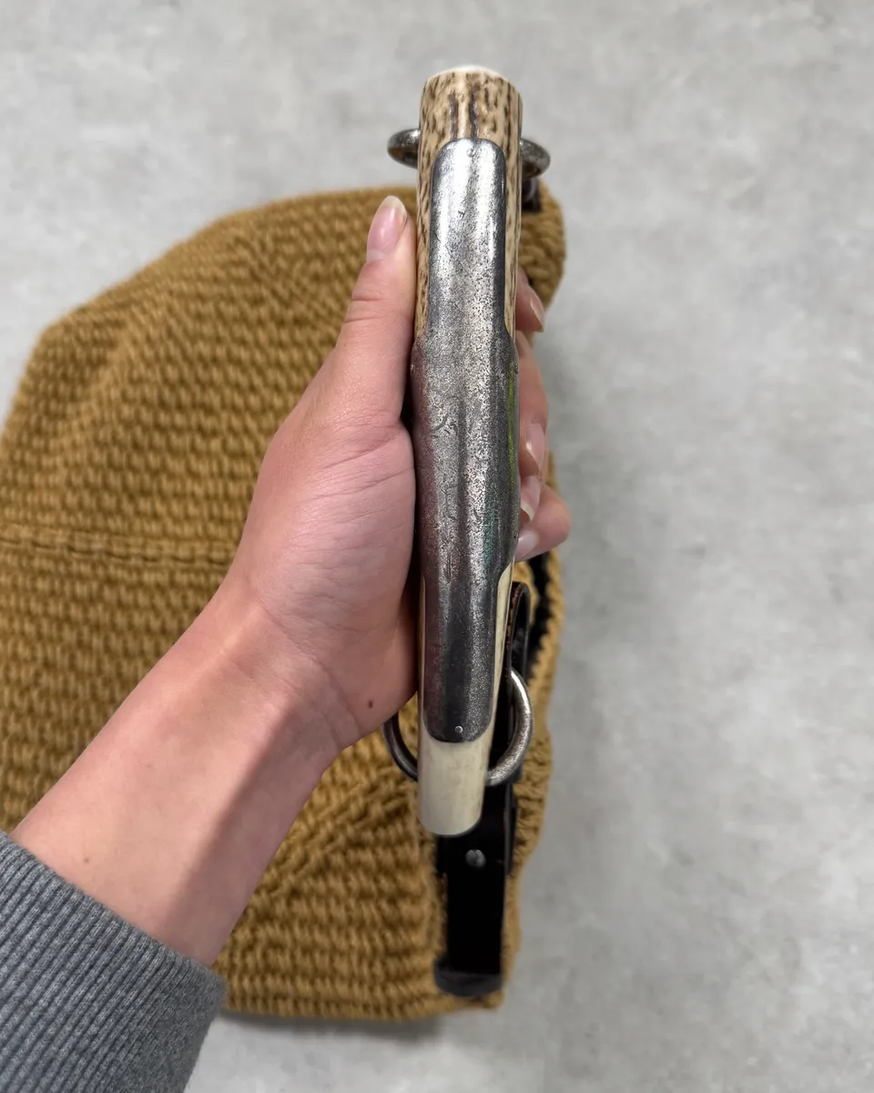 2000s Yves Saint Laurent Beige Mombasa Handle Bag - Image 5