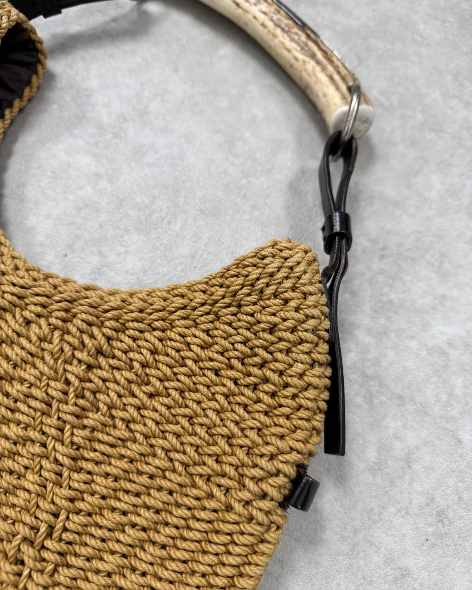 2000s Yves Saint Laurent Beige Mombasa Handle Bag - Image 8