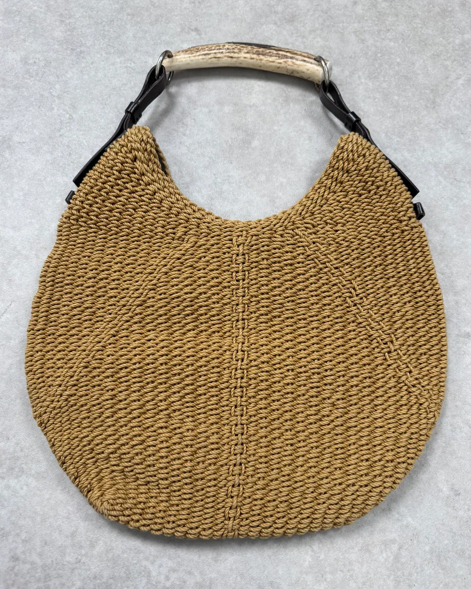 2000s Yves Saint Laurent Beige Mombasa Handle Bag - Image 9