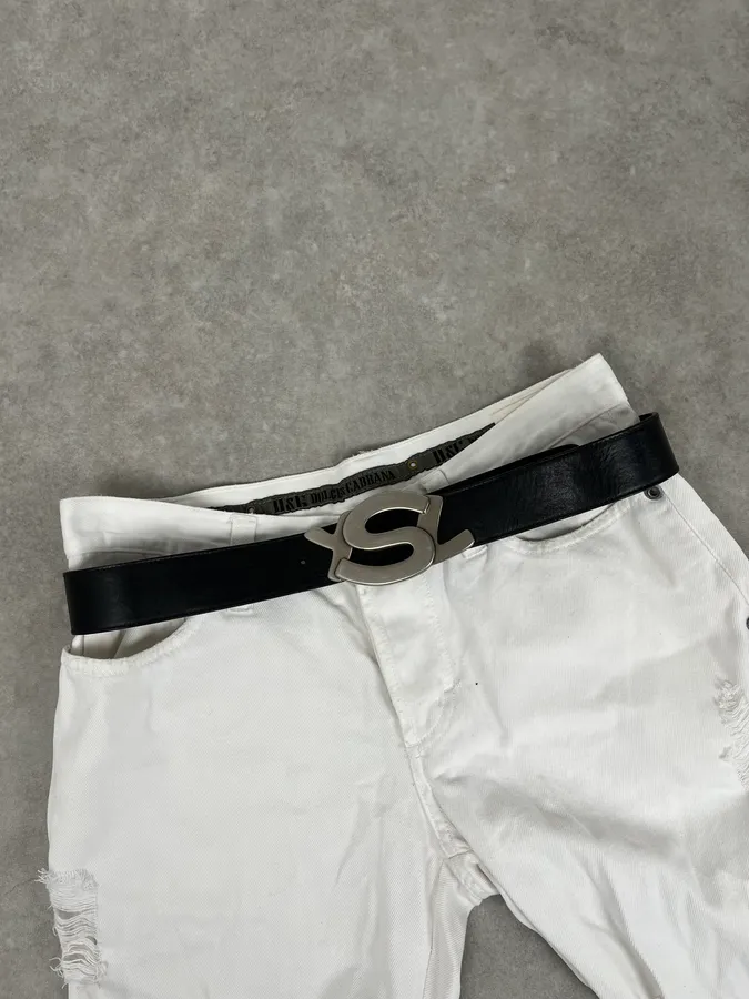 2000s Yves Saint Laurent Black Leather Belt