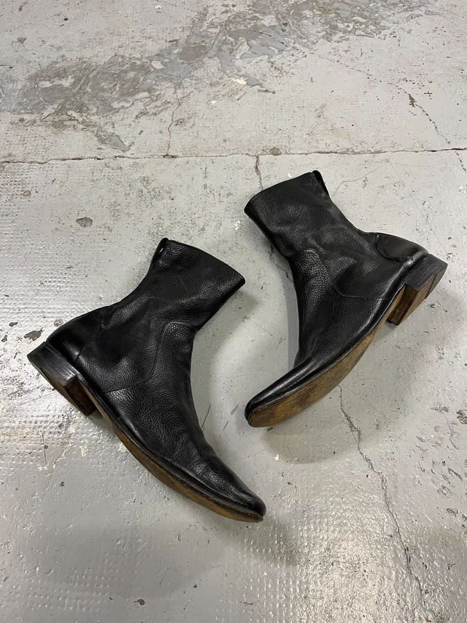 2000s Yves Saint Laurent Black Leather Boots - Image 2