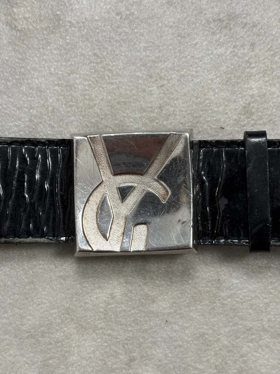 2000s Yves Saint Laurent Black Leather Bracelet - Image 6