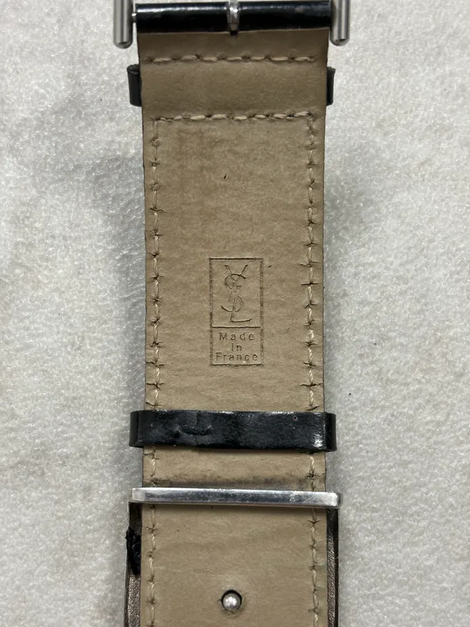 2000s Yves Saint Laurent Black Leather Bracelet - Image 7