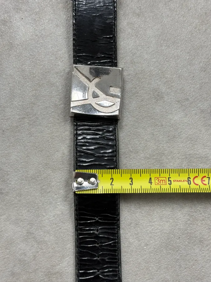 2000s Yves Saint Laurent Black Leather Bracelet - Image 8