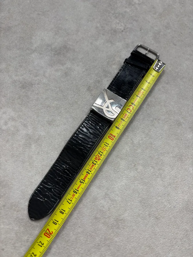 2000s Yves Saint Laurent Black Leather Bracelet - Image 9