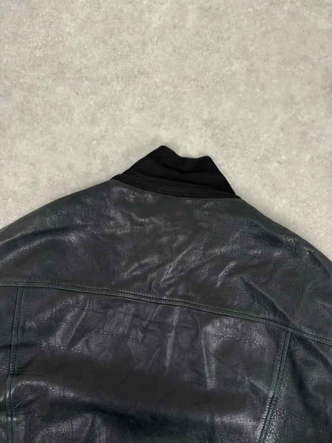 2000s Yves Saint Laurent Black Leather Logo Bomber Jacket - Image 6