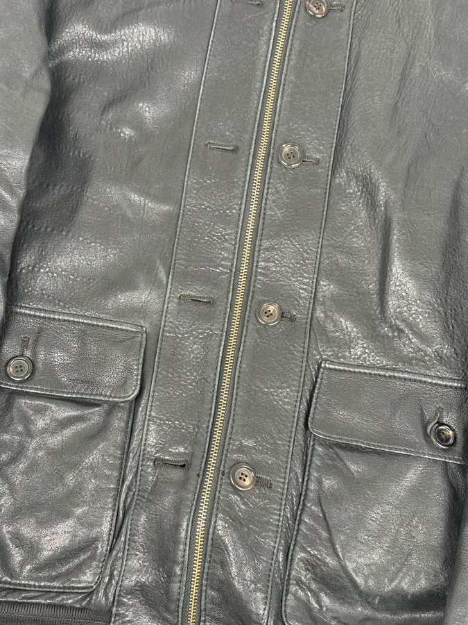 2000s Yves Saint Laurent Black Leather Logo Bomber Jacket - Image 8
