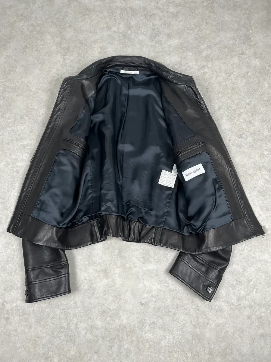 2000s Yves Saint Laurent Black Leather Premium Jacket - Image 10