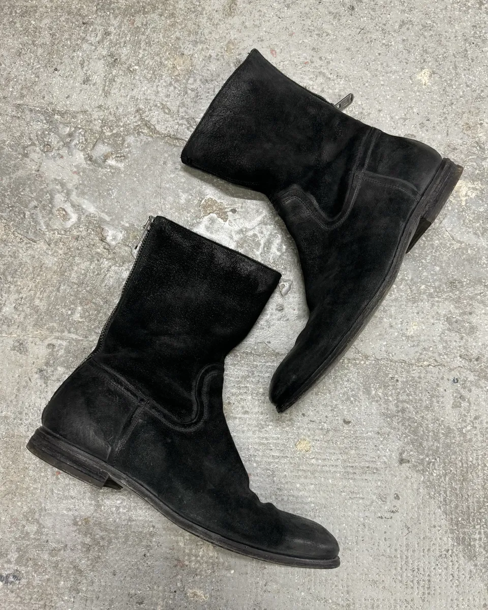 2000s Yves Saint Laurent Black Suede Leather Boots - Image 3