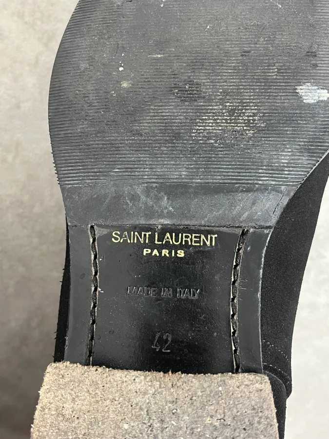 2000s Yves Saint Laurent Black Suede Leather Boots - Image 9