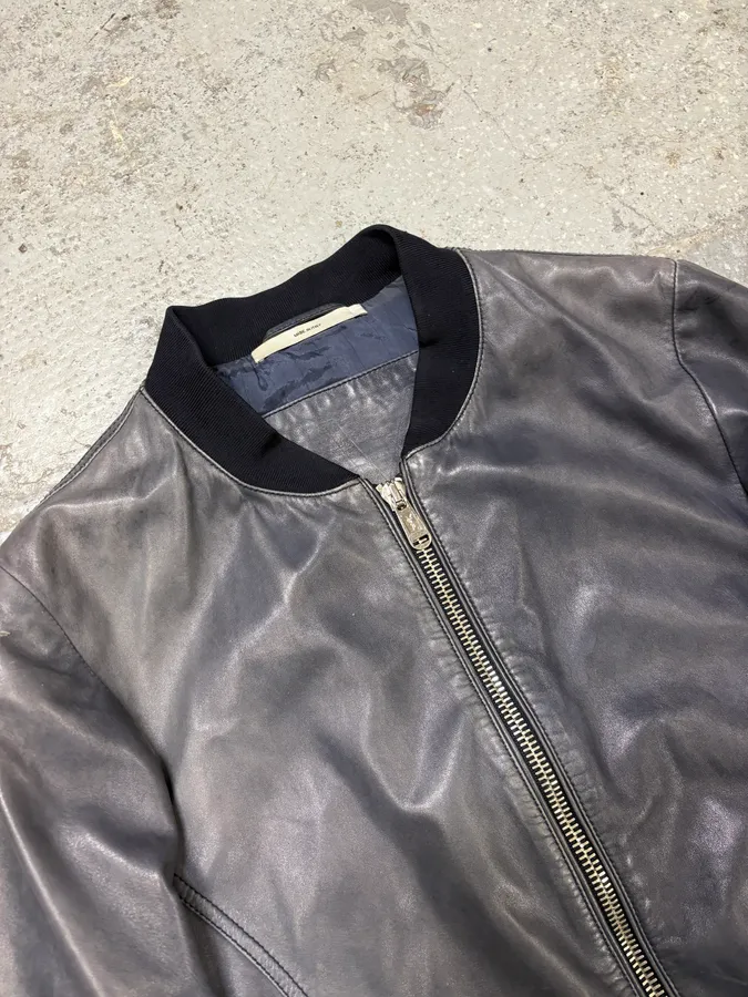 2000s Yves Saint Laurent Blue Navy Zip Bomber Jacket - Image 5