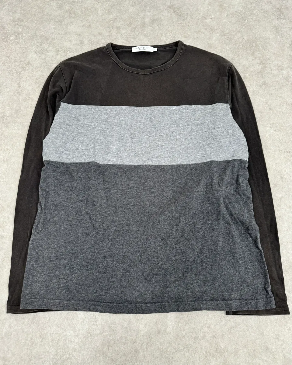 2000s Yves Saint Laurent Brown & Grey Longsleeve T-Shirt