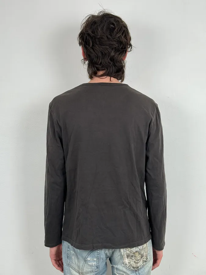 2000s Yves Saint Laurent Brown & Grey Longsleeve T-Shirt - Image 3