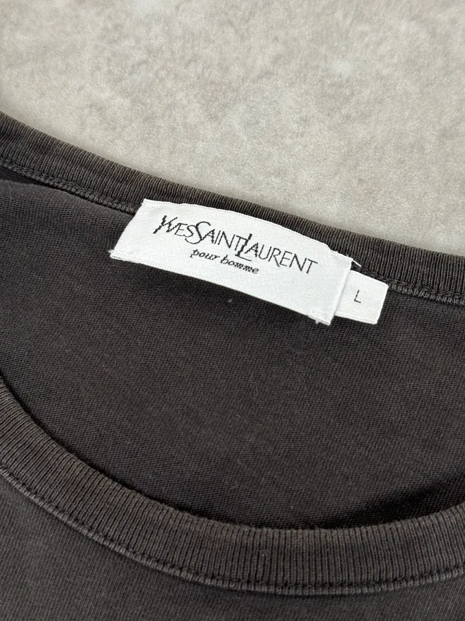 2000s Yves Saint Laurent Brown & Grey Longsleeve T-Shirt - Image 8