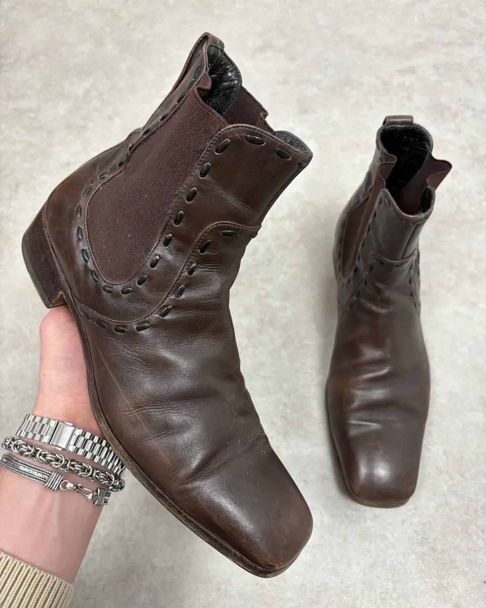 2000s Yves Saint Laurent Brown Leather Boots