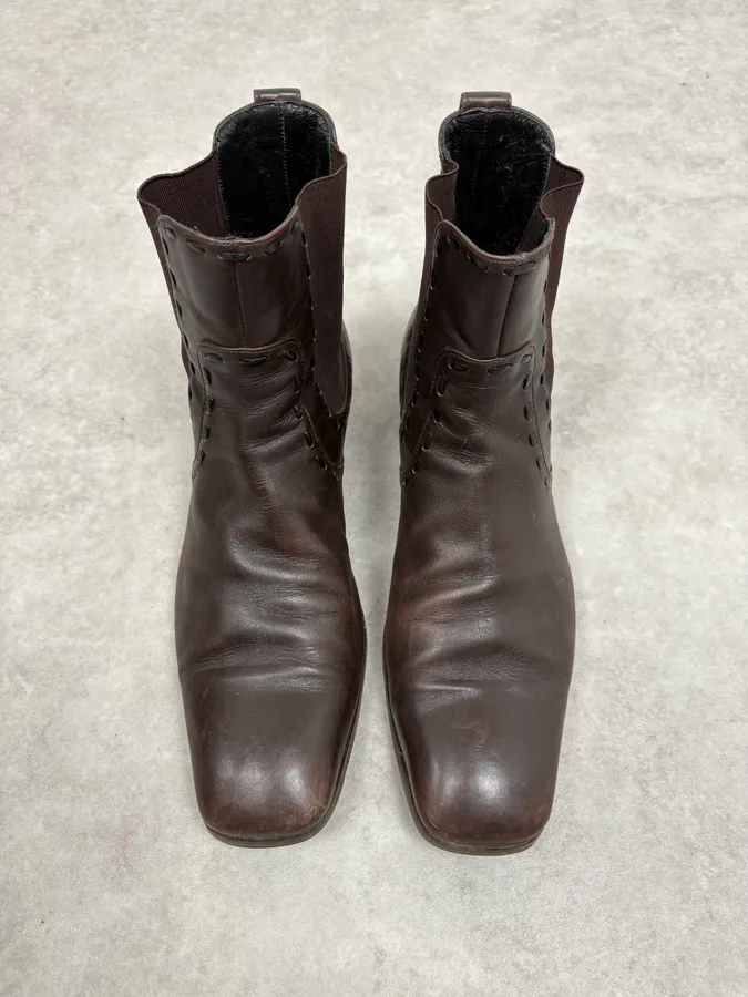 2000s Yves Saint Laurent Brown Leather Boots - Image 2