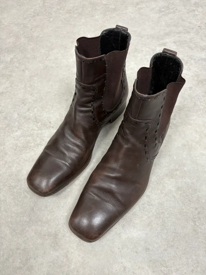 2000s Yves Saint Laurent Brown Leather Boots - Image 3