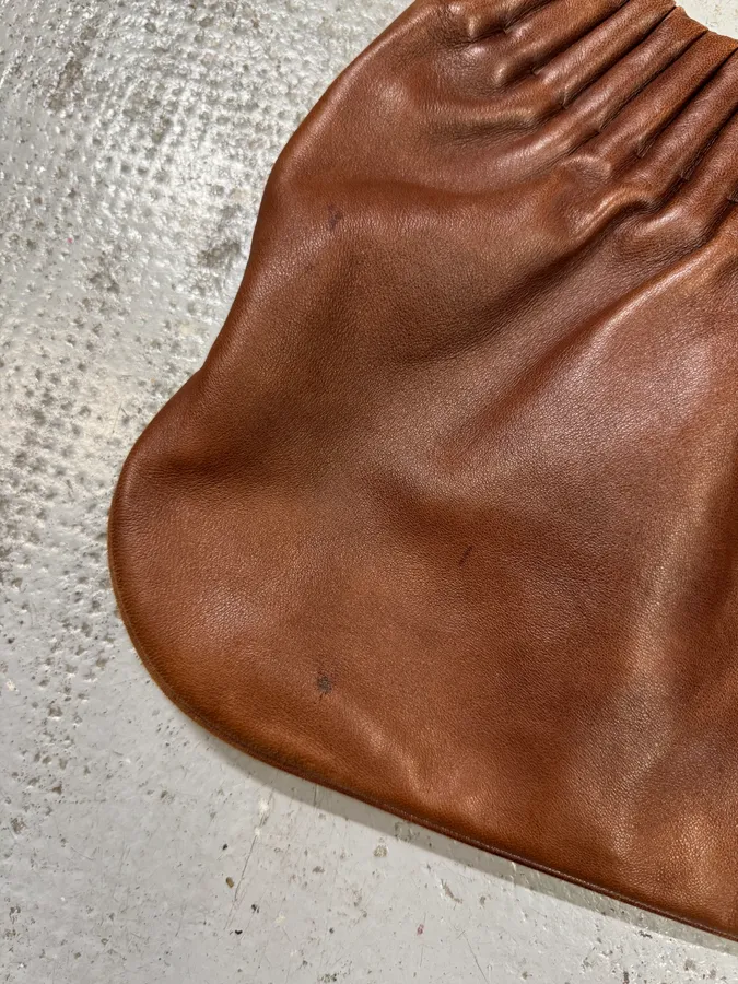 2000s Yves Saint Laurent Cognac Leather Ruched Handle Bag - Image 9