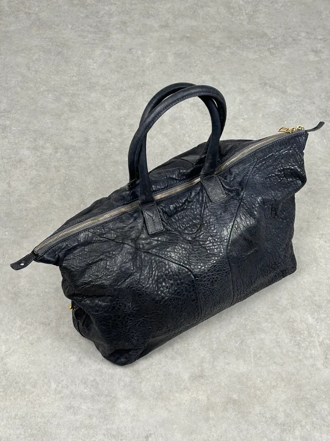 2000s Yves Saint Laurent Easy Grain Black Leather Handle Bag