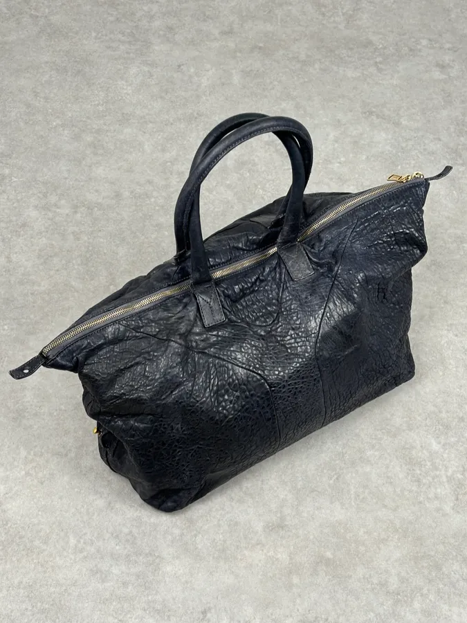 2000s Yves Saint Laurent Easy Grain Black Leather Handle Bag - Image 7